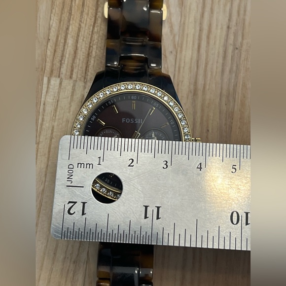 Fossil Ladies Watch Crystal Accents Bronze Copper Dial Tortoise Shell Bracelet - Picture 10 of 11